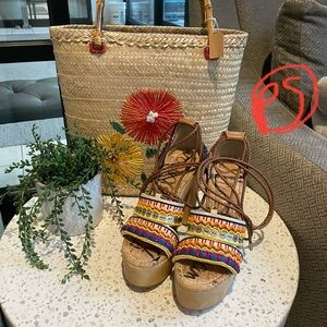 Sam Edelman Multicolor Woven Platform Sandals